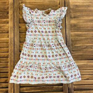 Wrangler Kids Dress with Colorful Aztec Western Pattern Ruffle Sleeve - Size Sm